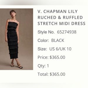 V. Chapman/Anthro Lily Ruched & Ruffled Stretch Midi/Maxi size 6